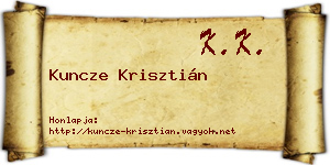 Kuncze Krisztián névjegykártya